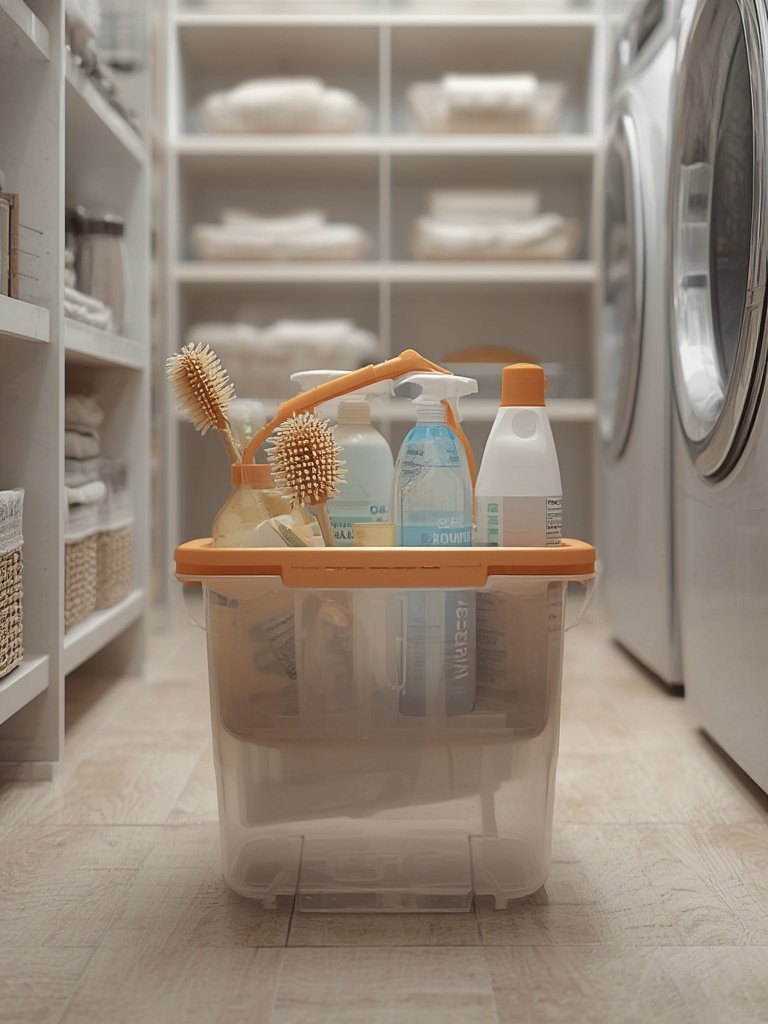 cleaning caddy in action